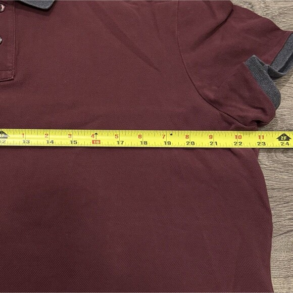 Moncler Polo Mens EU XXL Burgundy Short Sleeve Shirt Logo Patch designer Cotton - Picture 6 of 12